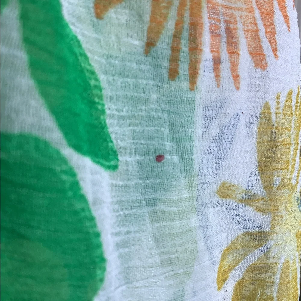 Elaine Gold Sheer Floral Green and Yellow Oblong Scarf